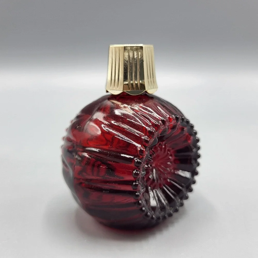 Vintage EMPTY Avon Charisma Cologne 1 fl oz Ribbed Ruby Red Glass Bottle Small